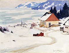 Clarence Gagnon (Canada), La Carriole rouge, 1924 ou 1925.