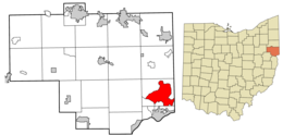 Location of Calcutta in Columbiana County and in the State of Ohio