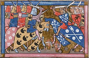 Medieval illustration of a battle during the Second Crusade