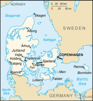 Map of Denmark.