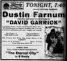 David Garrick - 1916 - newspaperad.jpg