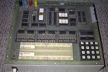 An early MMD-1, the world's first true single board computer, with most chips removed Early 1976 MMD1 Prototype most chips removed.JPG