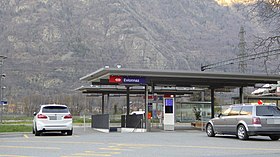 Entrée principale de la gare d'Evionnaz.