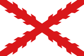 1690-1785 Bandera y enseña de la Nueva España, también conocida como la bandera de la Cruz de Borgoña.
