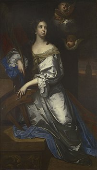 Retrato de Catarina como Santa Catarina de Alexandria - os três querubins no cantor superior direito representam os três abortos que a rainha teve.