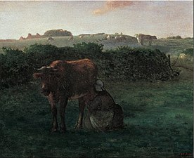 Femme trayant une vache Jean-François Millet, 1854-1860 Musée d'Art Bridgestone, Tokyo