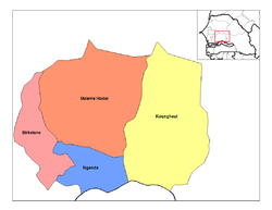 Kaffrine-région, dividita en 4 departamentojn