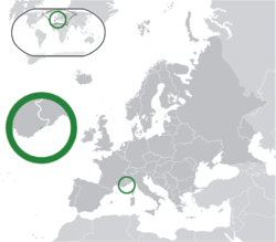 Location of  Monaco  (green) on the European continent  (green & dark grey)