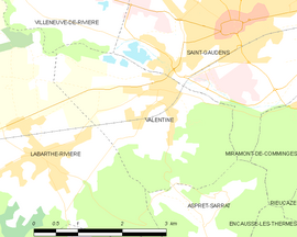 Mapa obce Valentine