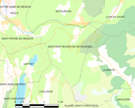 Mapa obce Saint-Barthélemy-de-Séchilienne
