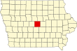 Harta statului Iowa indicând comitatul Story