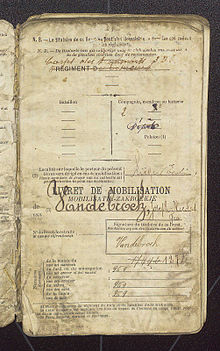 Belgian army mobilisation papers to join a Lanciers regiment Mobilisatiezakboekje van Joseph-Nicolas-Francois Vandebroek, item 3.jpg