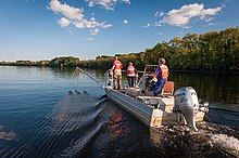 EPA scientists conducting a stream survey on the Merrimack River in Massachusetts NEregionalLab 069 (14411979858).jpg