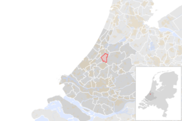 Locatie van de gemeente Zoeterwoude (gemeentegrenzen CBS 2016)