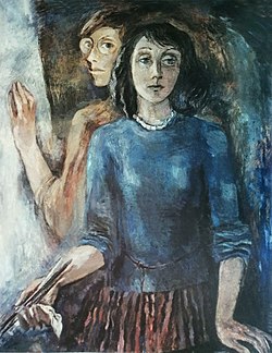 И. Вышеславская. Автопортрет с сыном, 1981