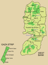 エリコの位置（ヨルダン川西岸地区東部）の位置図