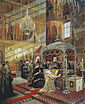Țarul Alexei venerând moaștele în prezența mitropolitului Filip și a patriarhului Nikon