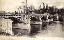 Pont de Valvins en 1910 (construit en 1811, remanié en 1866, détruit en 1940)