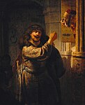 Rembrandts Simson hotar sin svärfar från 1635. Gemäldegalerie.