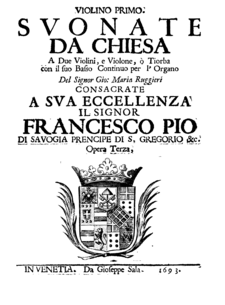 Titulní strana Suonate da chiesa op. 3