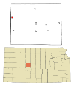 Location within Rush County and Kansas