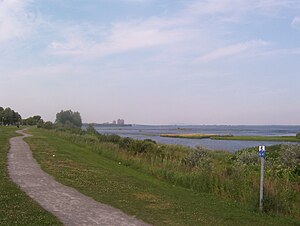 A picture of the St. Lawrence river from the r...