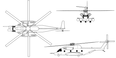 Sikorsky MH-53J Pave Low Line Drawing.svg