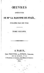 Madame de Staël, Œuvres inédites, Tome II, 1821    