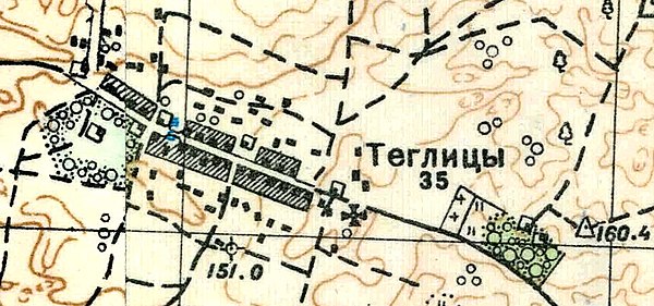 План деревни Теглицы. 1938 год