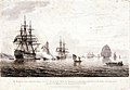 HMS Warspite und Musquite Brig beim Salut, 1827