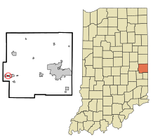 Location of Mount Auburn in the state of Indiana