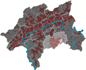 Lage des Quartiers Rehsiepen im Stadtbezirk Ronsdorf