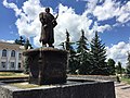 Erected in 2016, a statue of Myron Zelenyi, the settler of the city