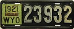Номерной знак Вайоминга 1921 года.jpg