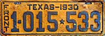Номерной знак Техаса 1930 года выпуска 1-015 * 533 front.jpg