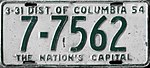 Номерной знак округа Колумбия 1954 года.jpg