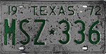 Номерной знак Техаса 1972 года MSZ * 336.jpg