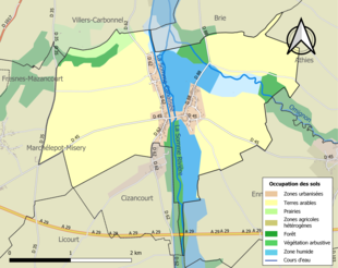 Carte en couleurs présentant l'occupation des sols.