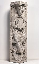 Pilier roman, apôtre indéterminé (Gilabertus de Toulouse, Musée des Augustins, 1120-1140).