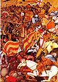 Aragonští rytíři v bitvě s Maury během reconquisty ve Španělsku