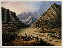 Cavalry drill in the mountains, Afghanistan. Watercolour. Wellcome V0050455.jpg