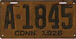 Номерной знак Коннектикута 1926 года - Номер A-1845.jpg