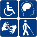 English: A collection of pictograms. Three of ...
