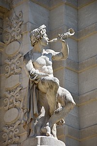 Triton assis sonnant de la conque (1869), Marseille, palais Longchamp.