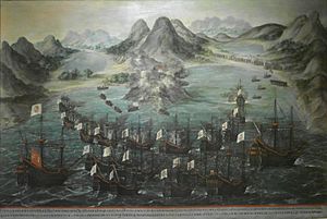 Изгнание голландцев с острова Сен-Мартен. Картина Хуана де ла Корте (1597—1660).