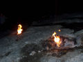 Dei evige flammane på Chimera på kveldstid, nær Dalyan