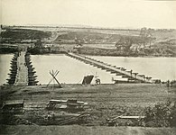 Pontonbruggen voor de oversteek naar Fredericksburg in 1862