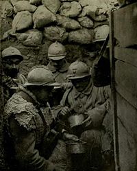 French soldiers in trench.