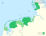 Some different conceptions of Frisian national boundaries Frisia map.svg