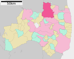 Fukushima stads läge i prefekturen Fukushima.
